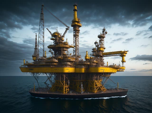 Offshore rigger in safety gear working on an energy industry job site