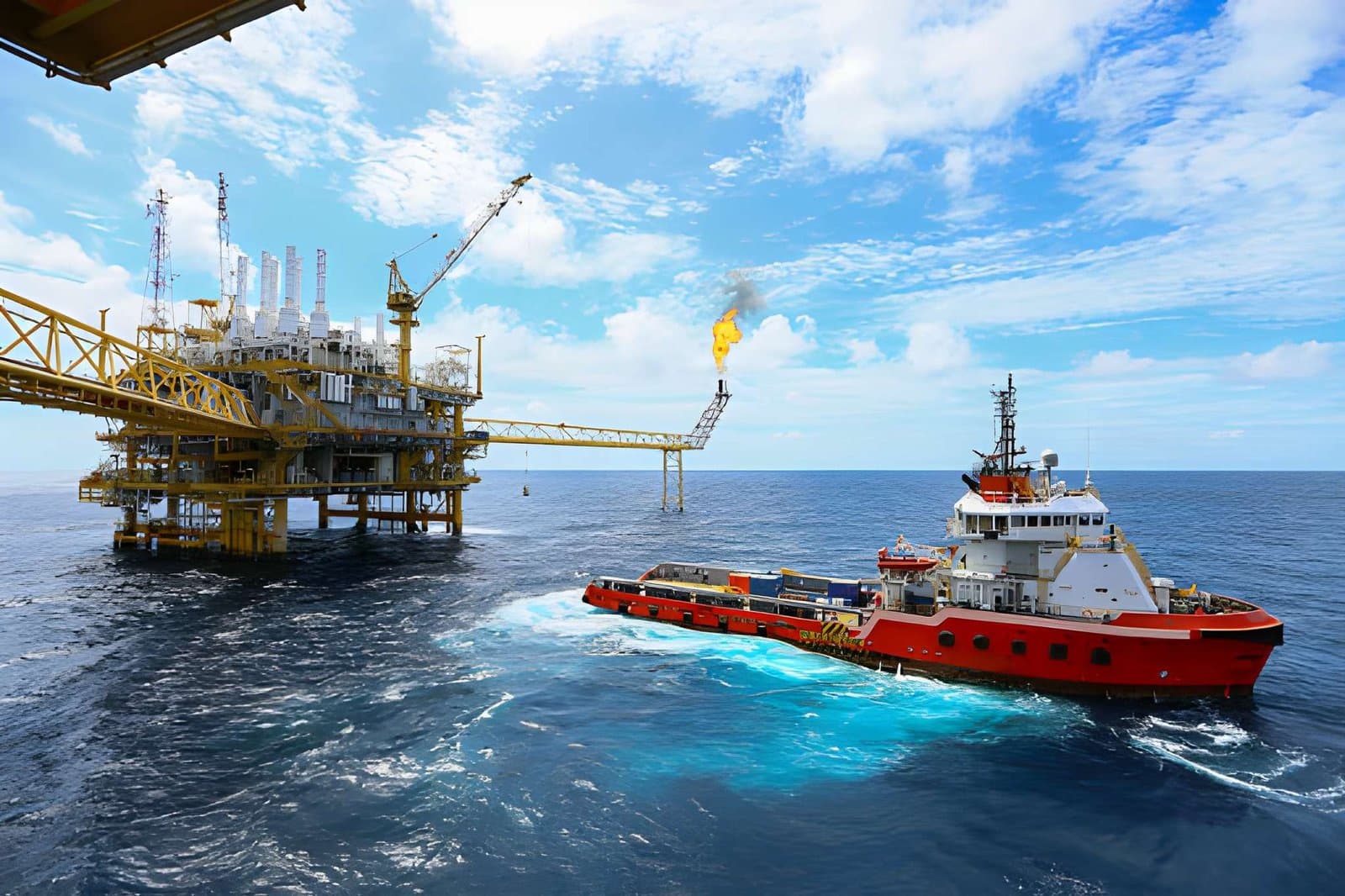 Offshore oil and gas platform and supply vessel at sea — offshore medical fitness requirements